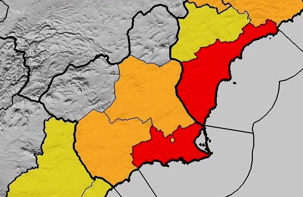 El Valle del Guadalent�n, en alerta naranja por fuertes lluvias hasta la medianoche